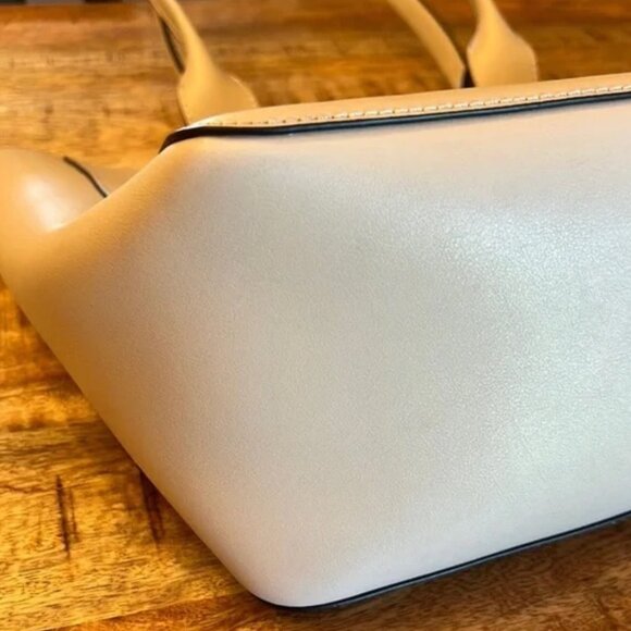 Banana Republic Leather Large East-West Tote Taupe With Lime Interior L/N - Picture 6 of 12